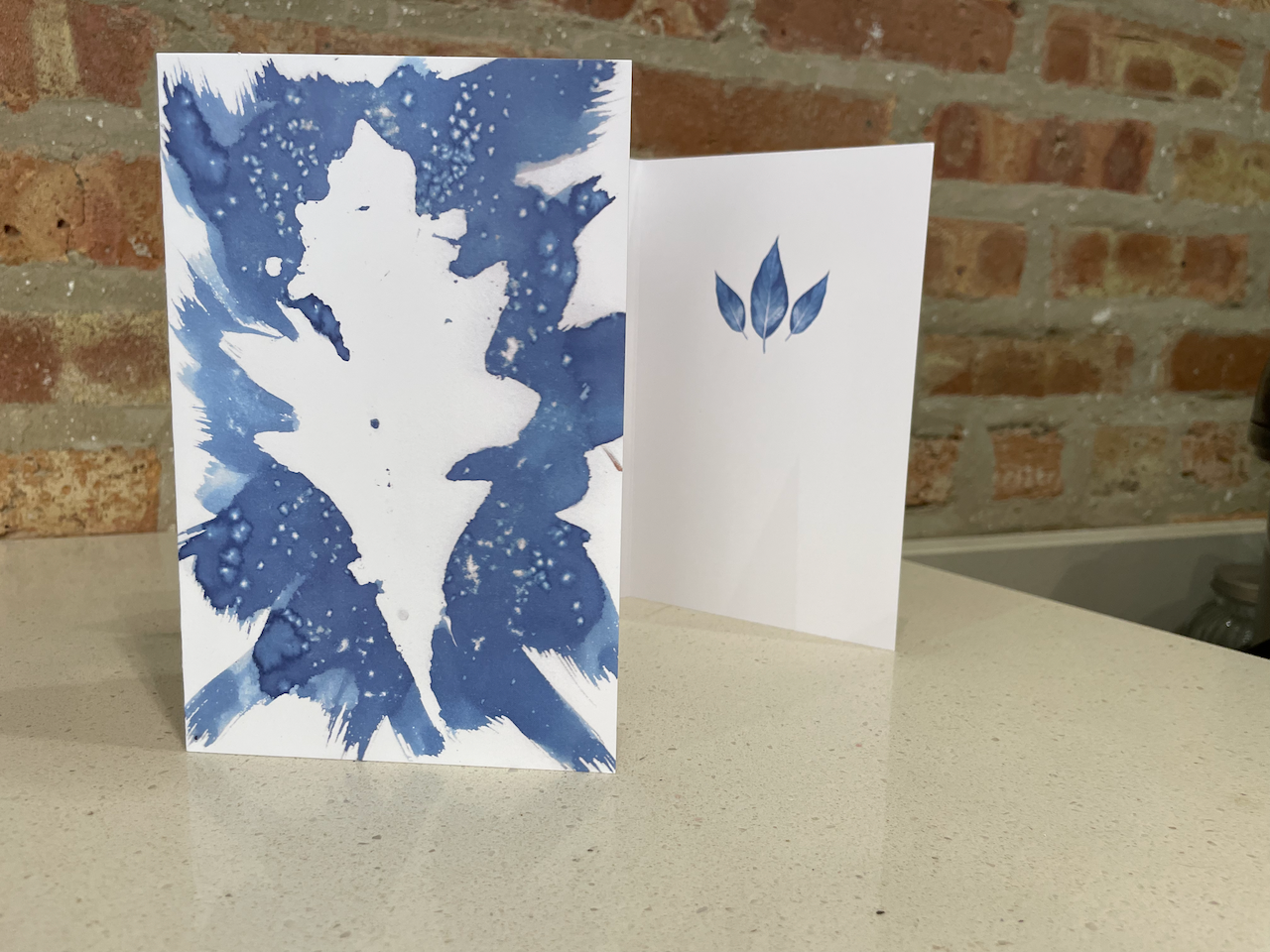 a cyanotype made from a mulberry leaf
