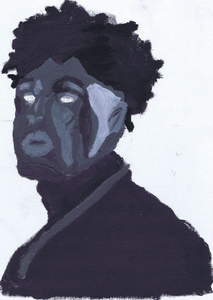 black and white painting of YoungBoy Never Broke Again